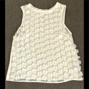 A New Day - Women’s white front sheer sleeveless floral top- Size Small